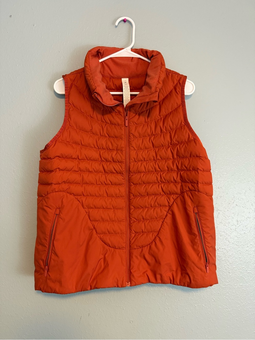 Lululemon Down Puffer Vest Orange Size 10 Quilted Full Zip